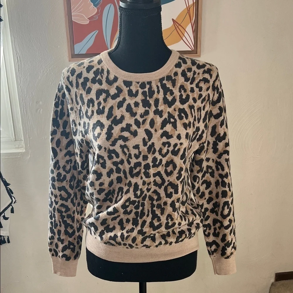 J.Crew Merino Wool Leopard Print Sweater Size S
